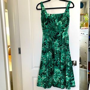 Zara Green Floral Fit and Flare Dress